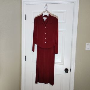 VTG Ronni Nicole tank dress and jacket set, Burgundy, size 4P.